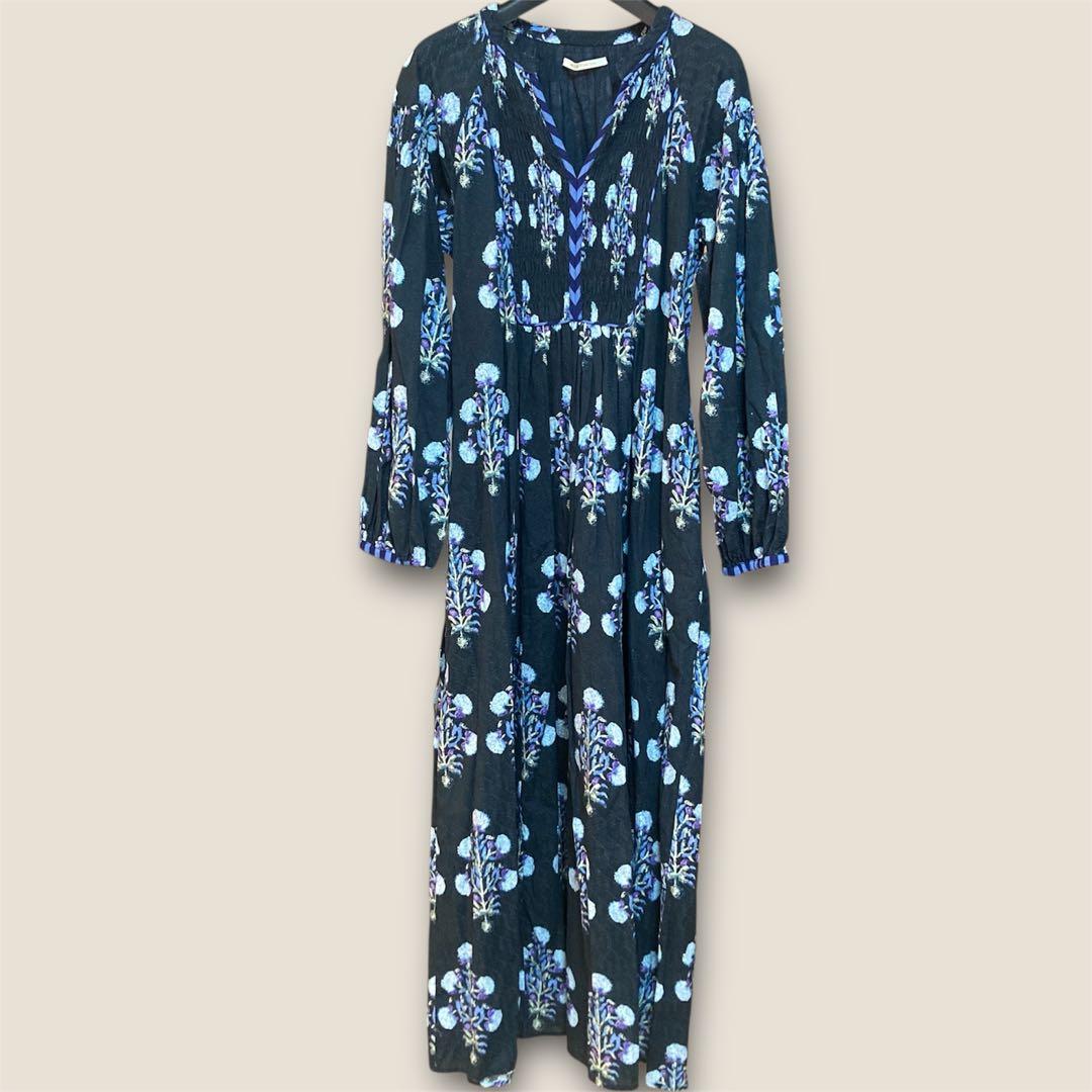 ヌキテパ コットンジャガード マリーゴールド プリントシャーリングドレス