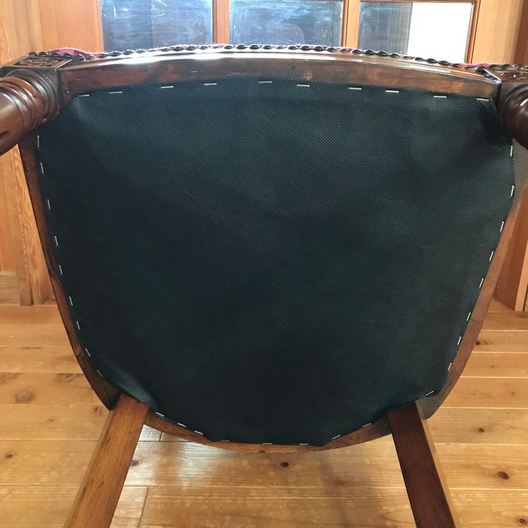 クラシックスタイル装飾背もたれ木製椅子 レッドストライプ