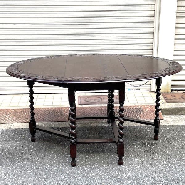 イギリスアンティーク　ゲートレッグバタフライテーブル　ツイストレッグ