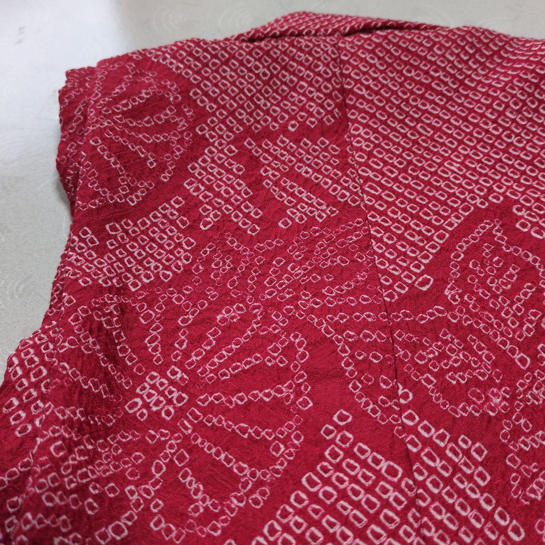 七五三３歳正絹総絞り手縫いの被布（中綿なし）赤色