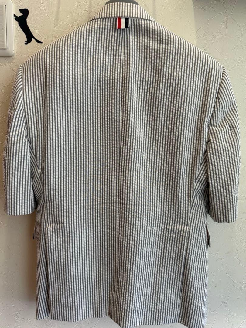 THOM BROWNE ストライプ シアサッカー半袖ジャケット サイズ00