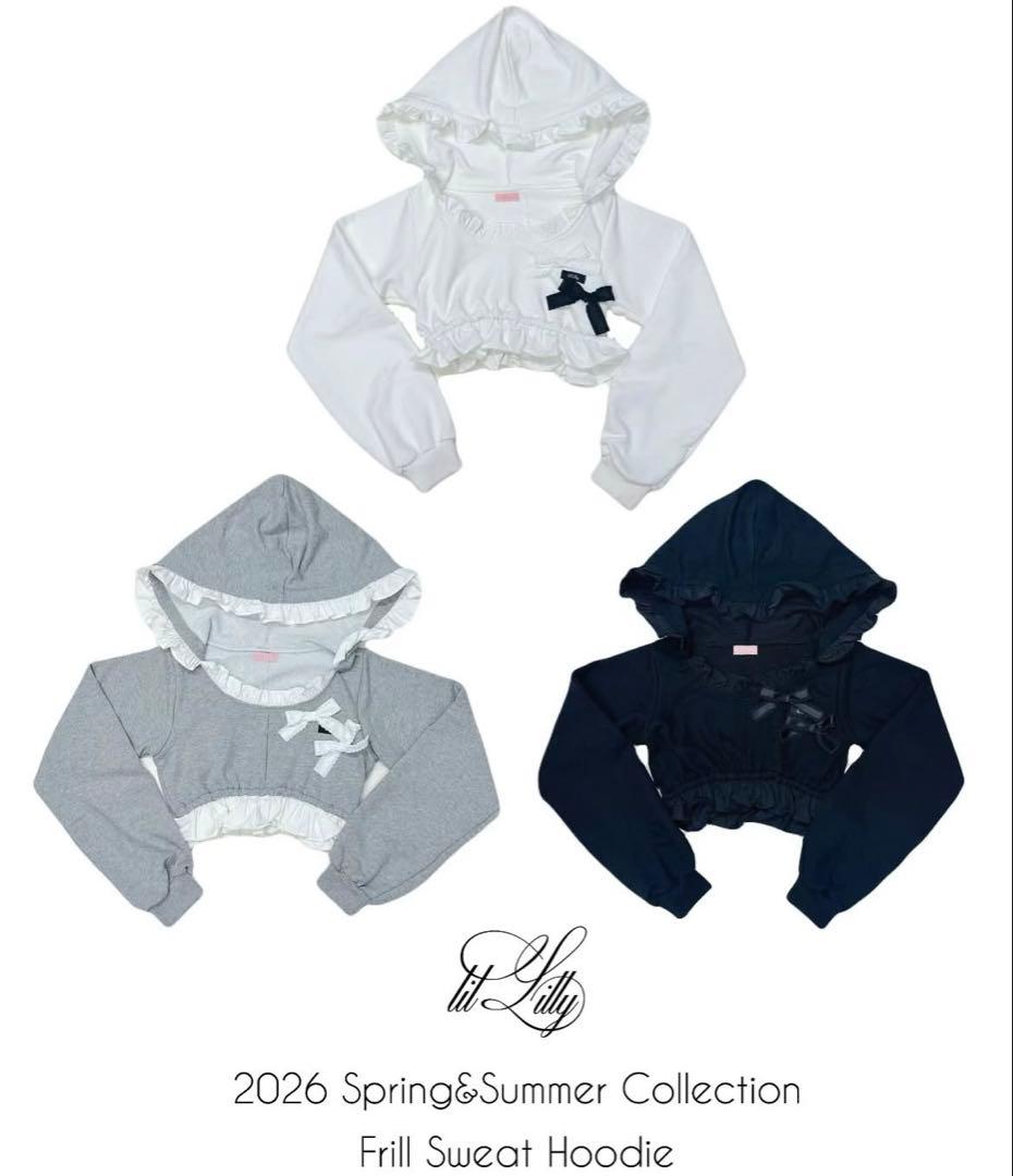 lillilyフリルスウェットフーディー グレー