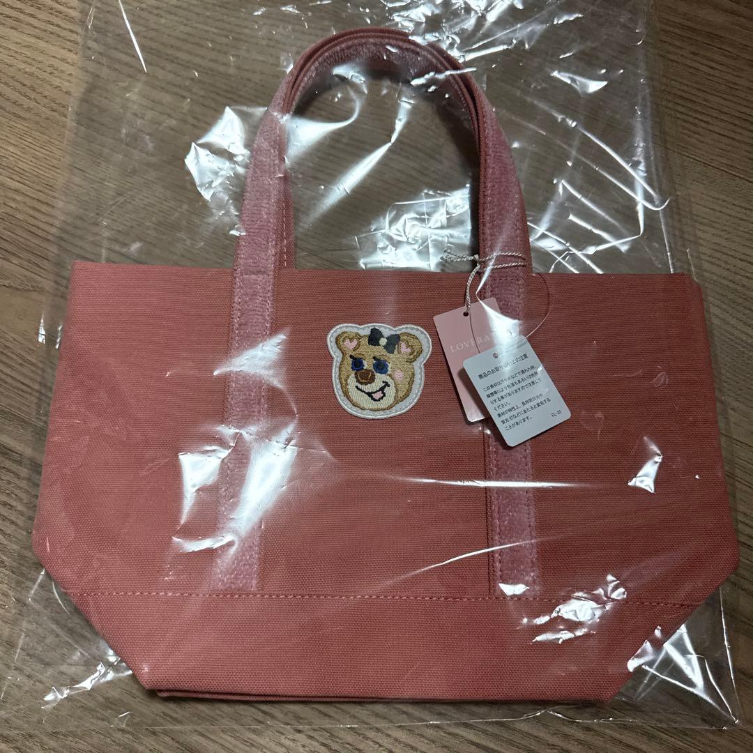ラブラリーバイフェイラー オールドテディガール ワッペントートバッグ ピンク L