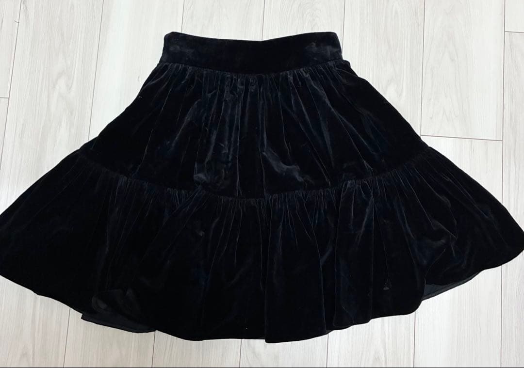 MIU MIU ベルベットギャザーフレアスカート ブラック38