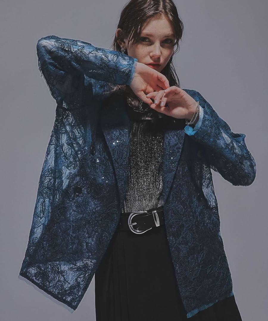 HARE フラワーレースジャケット ブルー