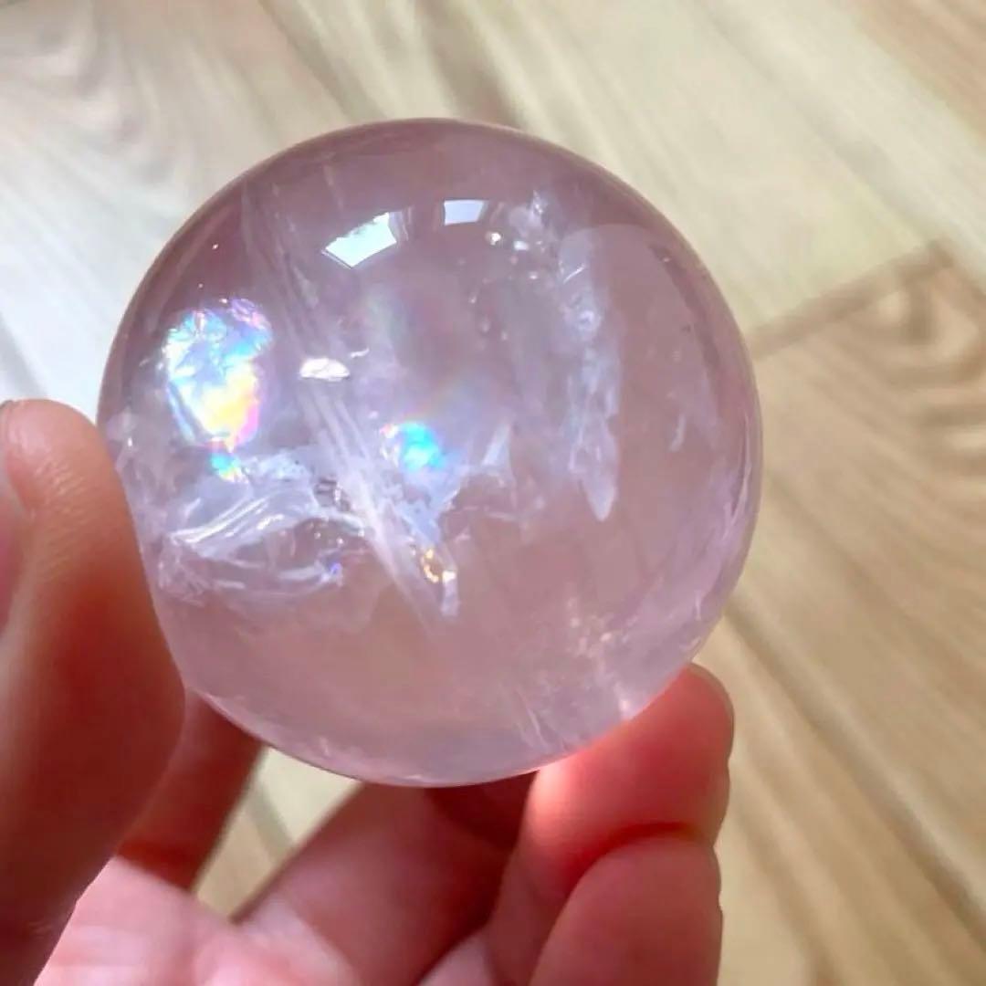 A*i様 ローズクォーツ　スフィア　4.1㎝　ジェムローズクォーツ　虹　透明感