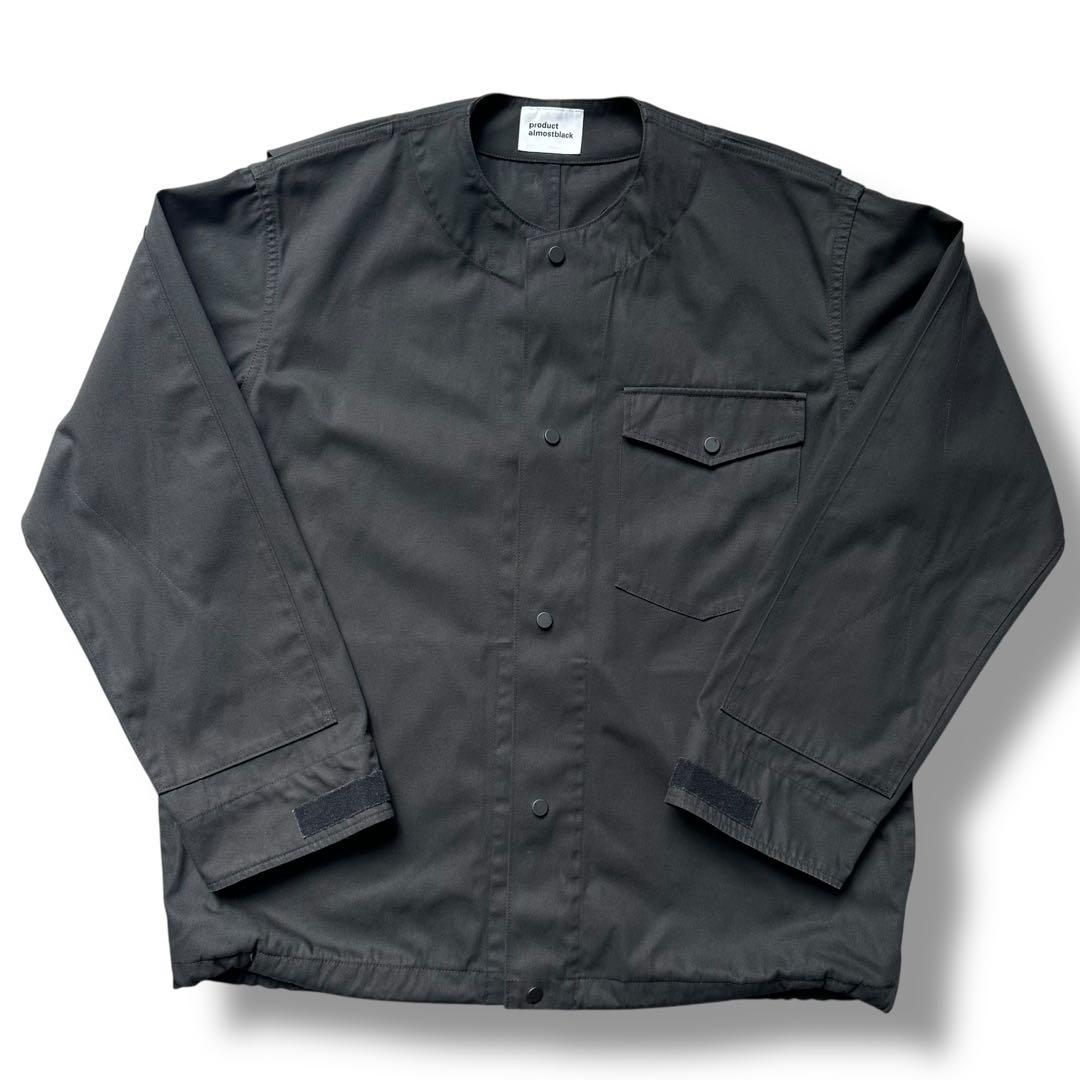 極美品 オールモストブラック ノーカラー シャツジャケット ウォッシャブル 黒