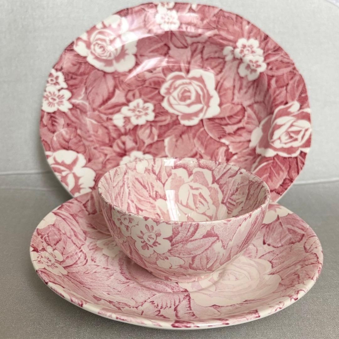 バーレイ ヴィクトリアンチンツ ピンク シュガーボウル ソーサー 皿