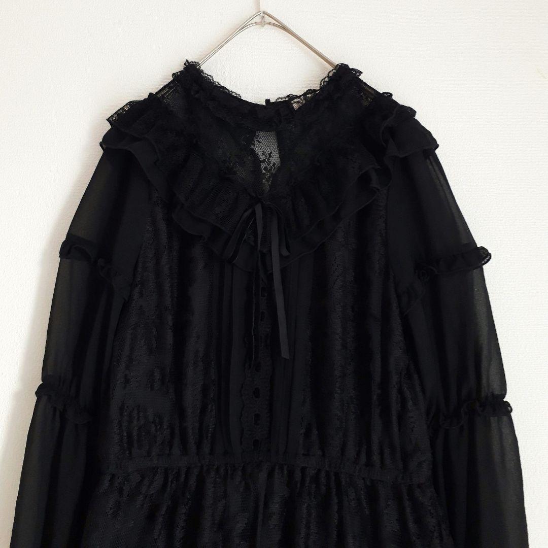 axes femme フリル 総レース ワンピース