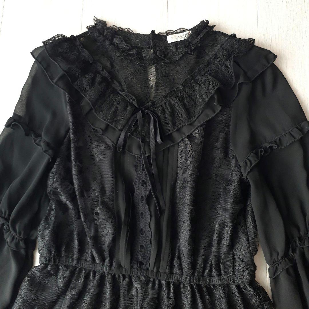 axes femme フリル 総レース ワンピース