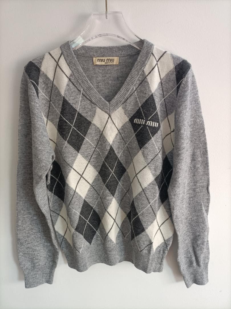 グレー/38サイズ♬ミュウミュウ 長袖 ニット MIUMIU レディースセーター