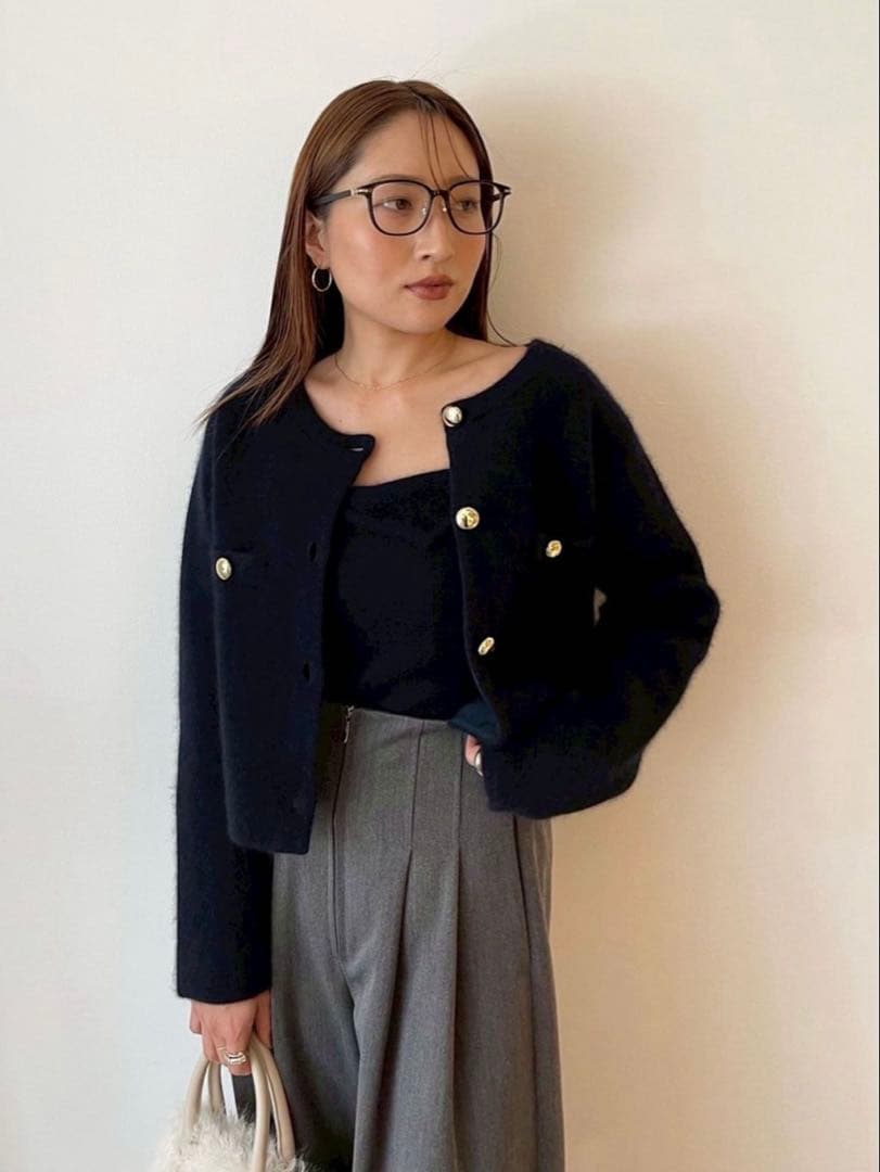 LAGUNAMOON CHNラクーンニットジャケットキャミソールセット　ネイビー