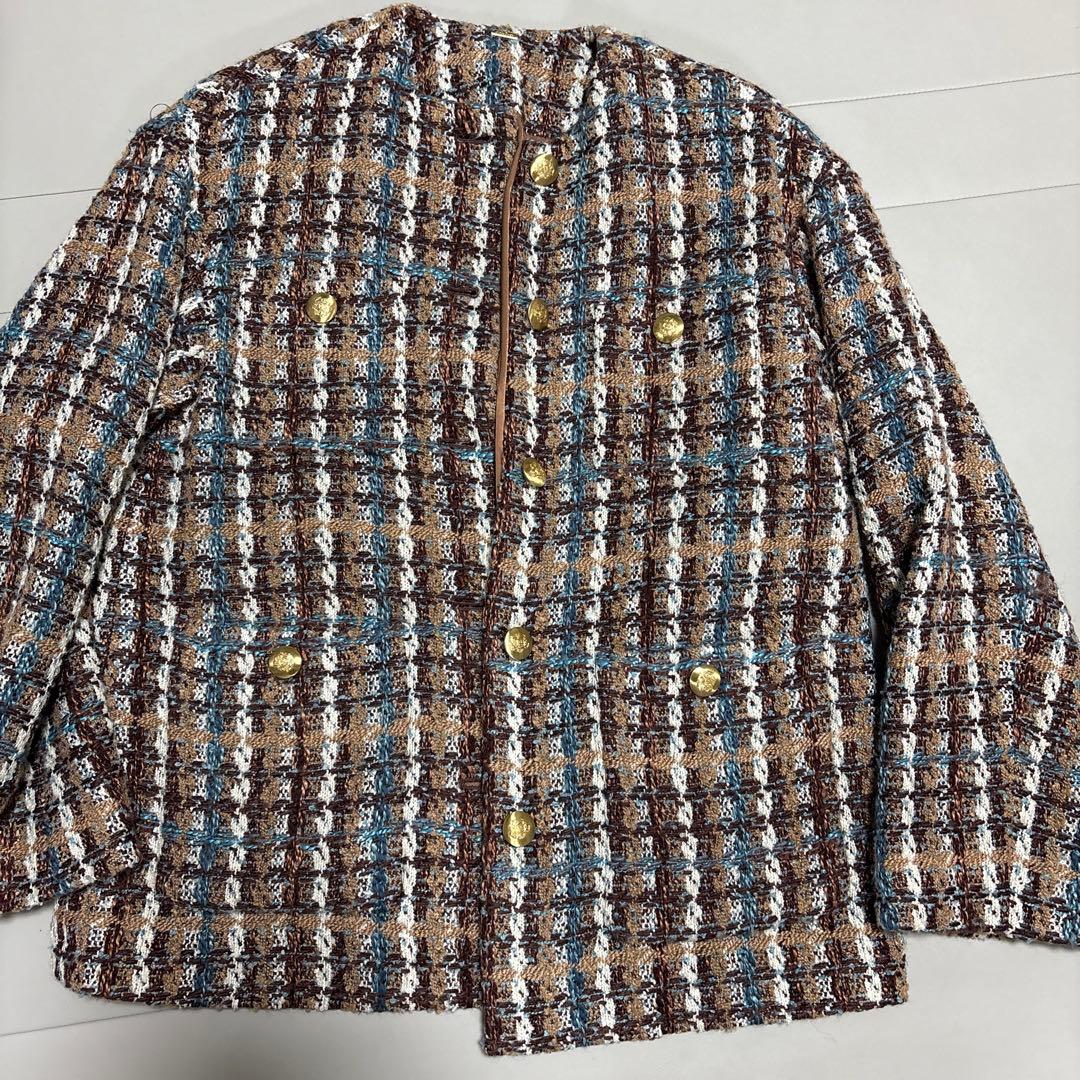 【美品✨】ミラ オーウェン ツイード ノーカラー ジャケット 金ボタン