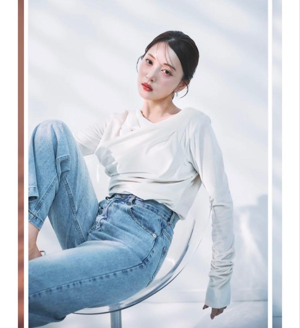 【タグ付き新品】polaura グロッシーベロアドレープトップス　オフホワイト