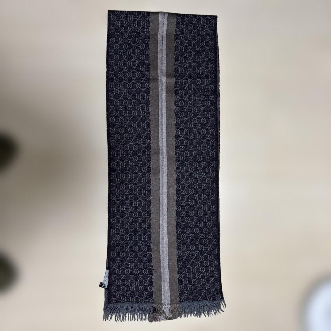 GUCCI GGパターン ダークグレー マフラー