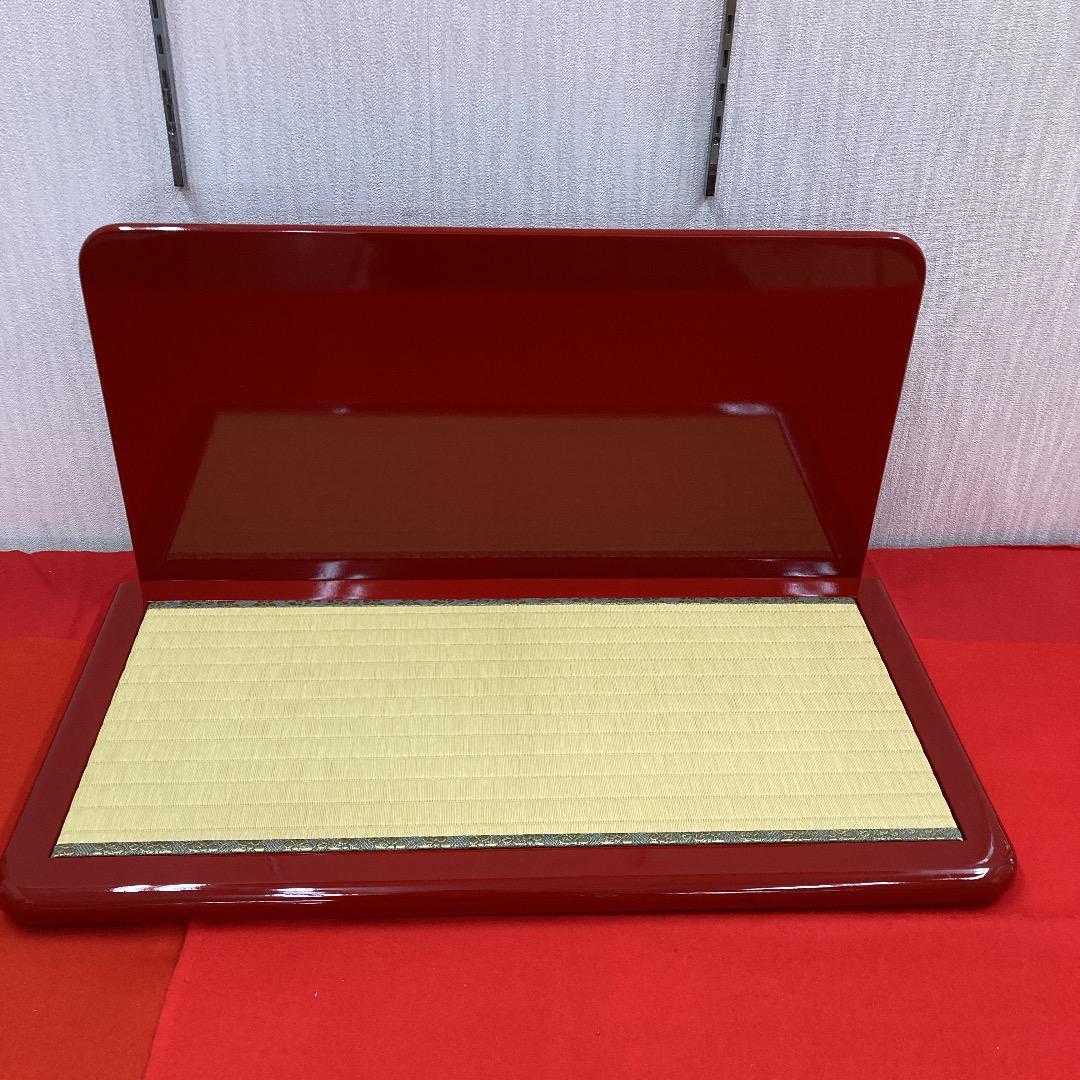 KM12 可愛い飾り台　朱塗り　巾70㎝位　ひな人形　親王飾り台　木目込み飾り台