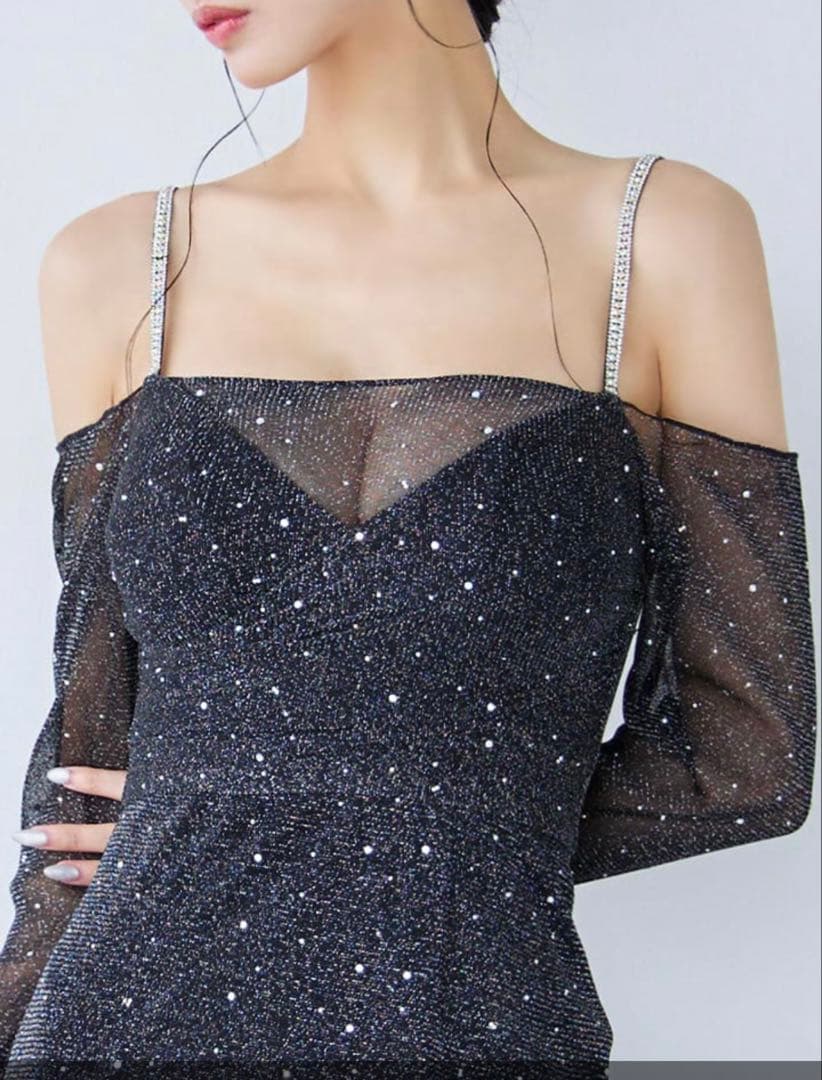 オフショルダー グリッタードレス☆JEWELS