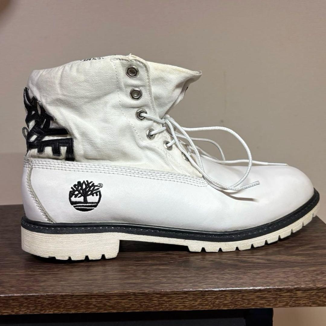 【希少ホワイト】Timberland ❖ ビッグツリーロゴ　ロールトップブーツ