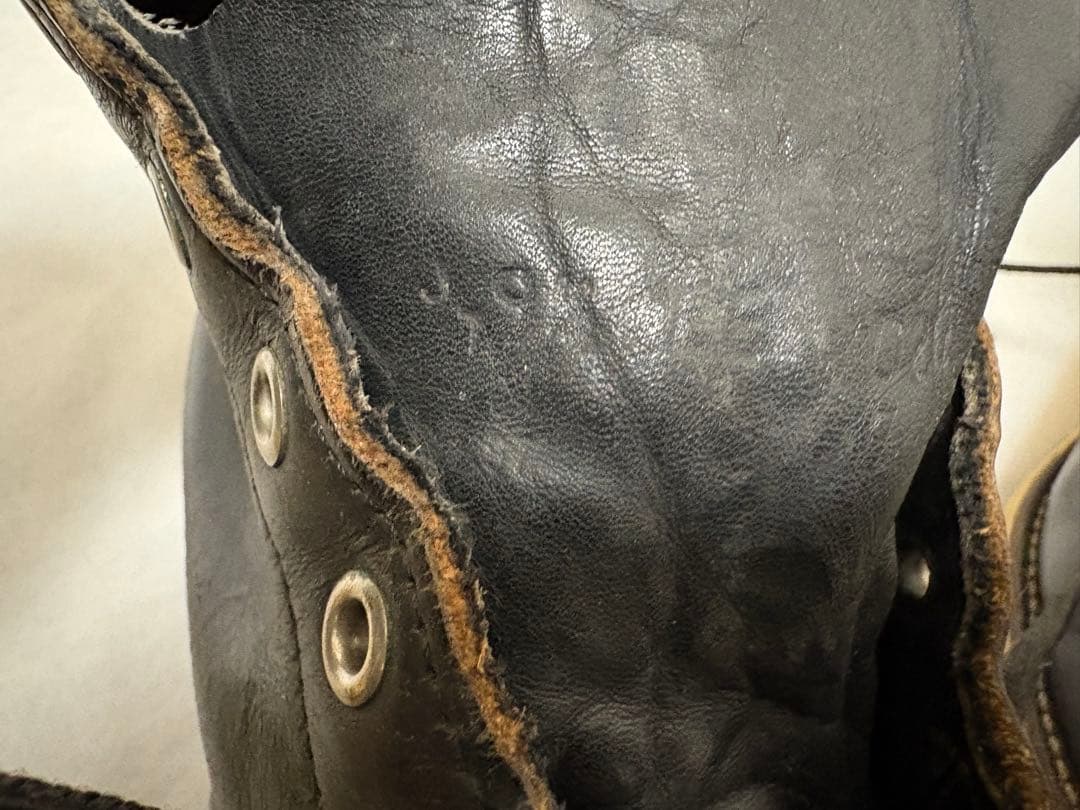 黒 レザー ハイカット ワークブーツ