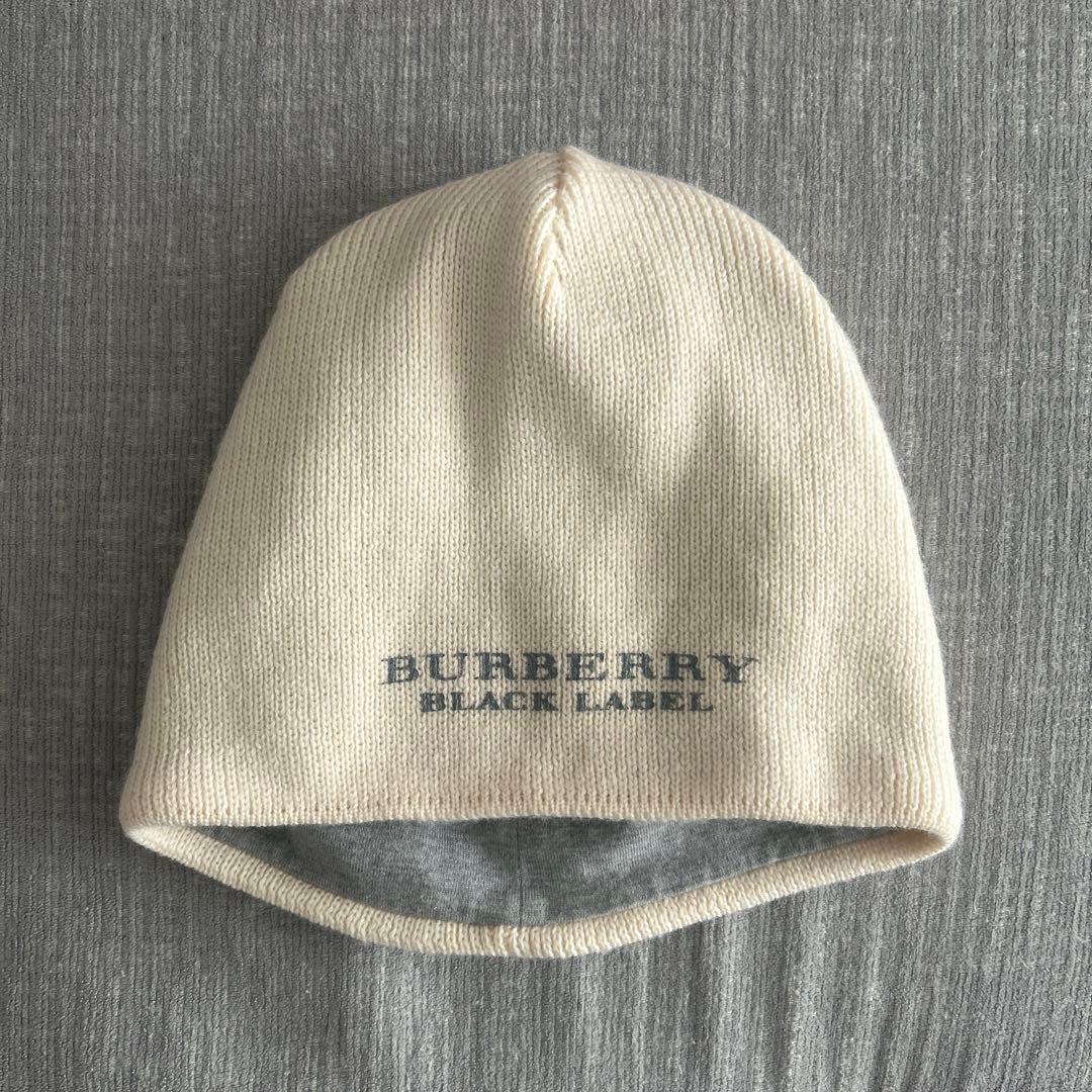 BURBERRY BLACK LABEL ニット帽 アイボリー