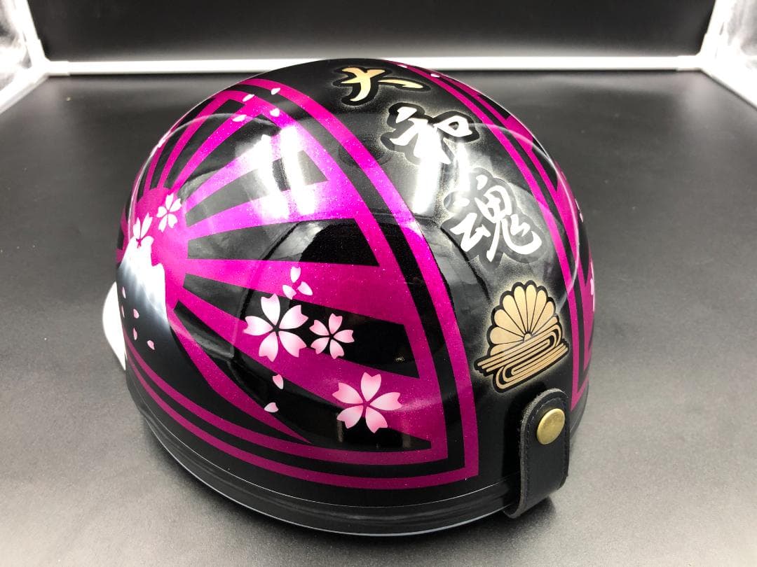 コルク半　カスタム　富士日章　三つボタン　ブラックピンク　ラメ　桜　文字あり