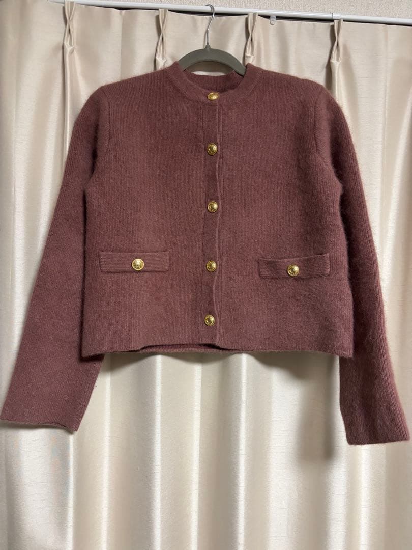 anuans アニュアンス ラクーンブレンドノーカラーニットジャケット 美品