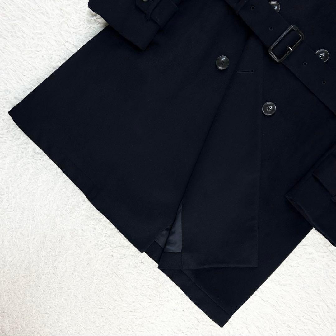 カシミヤ混 トゥモローランド ピルグリム ロングピーコート ネイビー 48