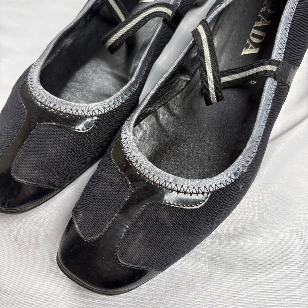 靴 PRADA square toe mary jane mesh shoes