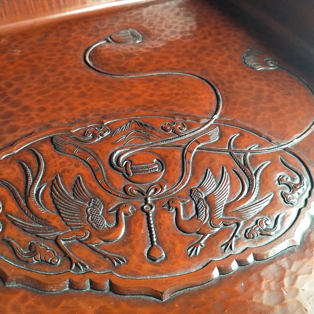 [コメント必見] 鎌倉彫　博古堂　大型　11寸　35㎝　角盆・菓子器・角皿　古鏡