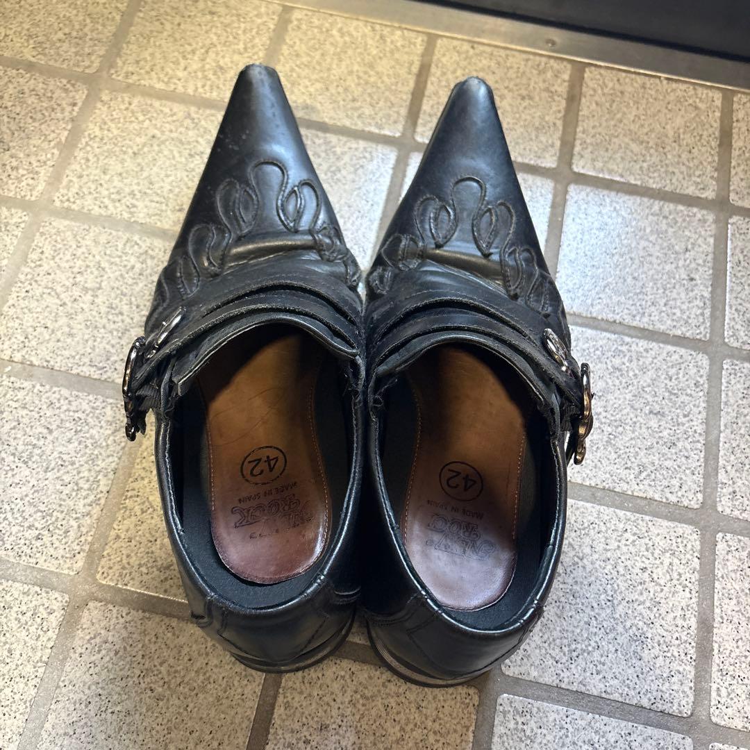 NEW ROCK ブラック ポイントトゥ ブーツ 42