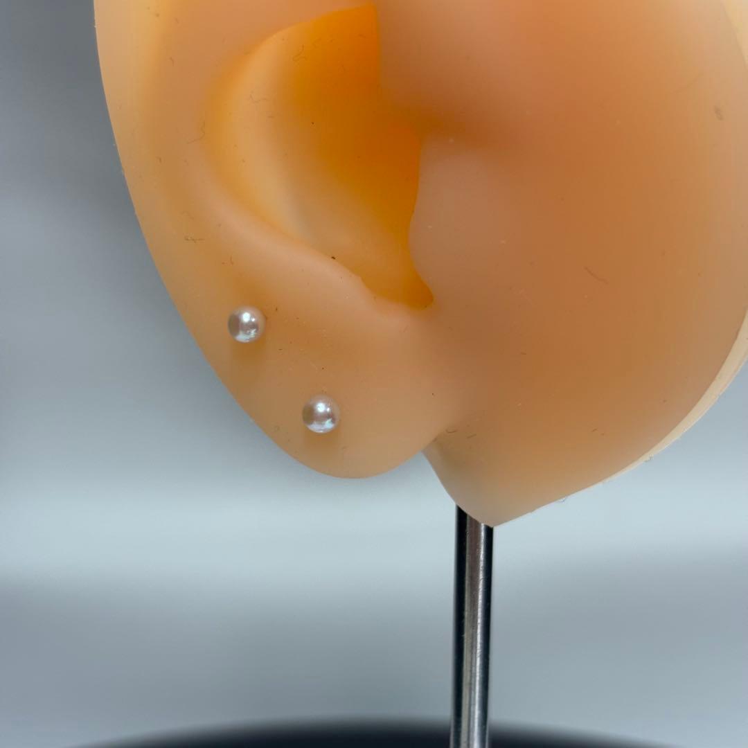 499 パールピアス　あこや真珠　3.2+3.3mm K18YG