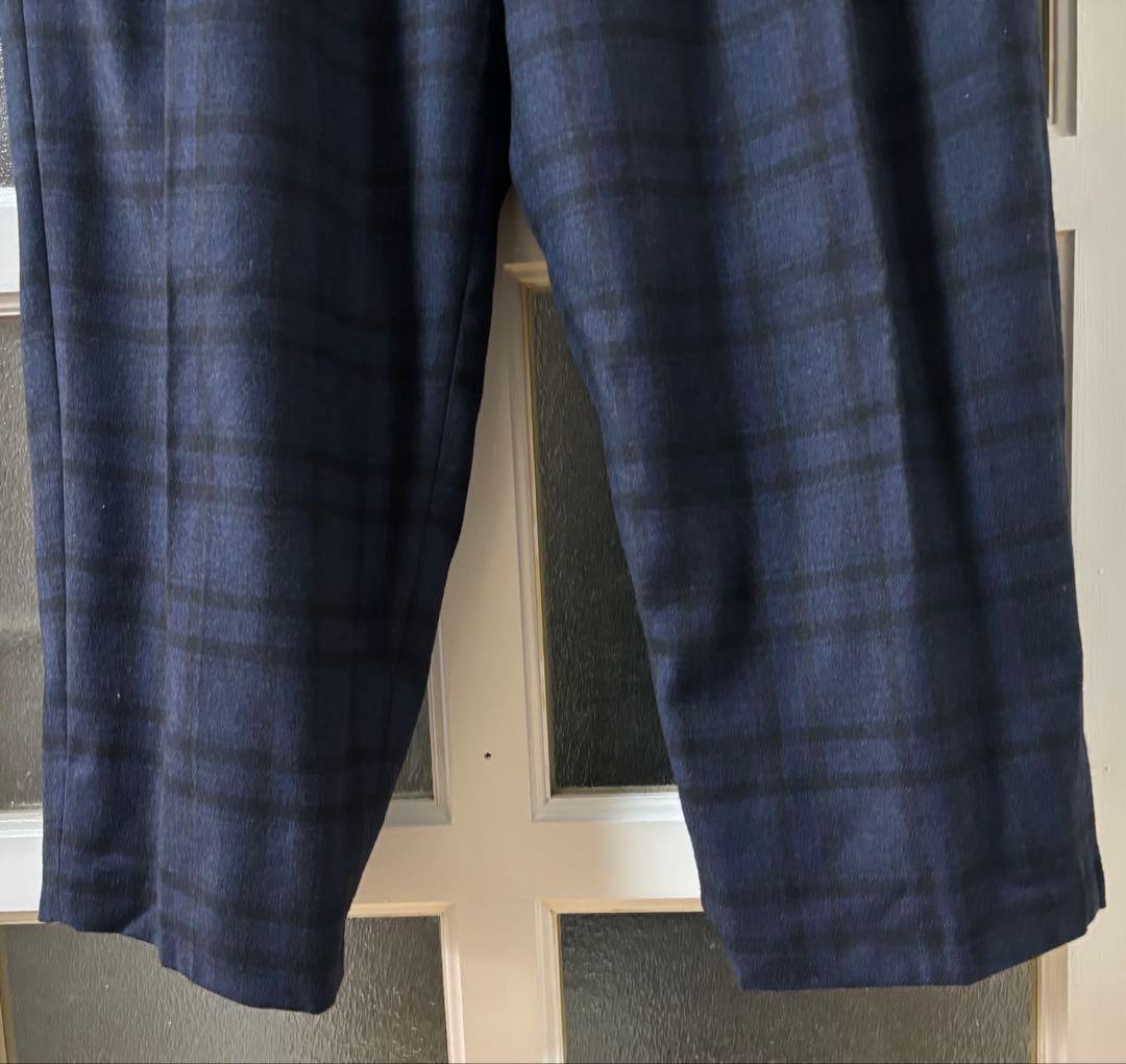 コムデギャルソンオム　ネイビー　チェック　ウールスラックス　Sサイズ