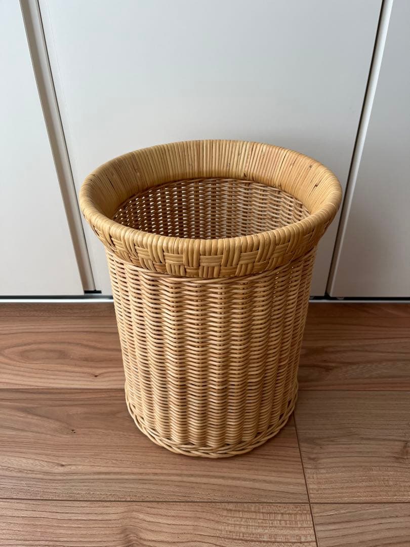 ヤマカワラタン ダストボックス カゴ 籠 山川譲　籐 ゴミ箱 山川ラタン