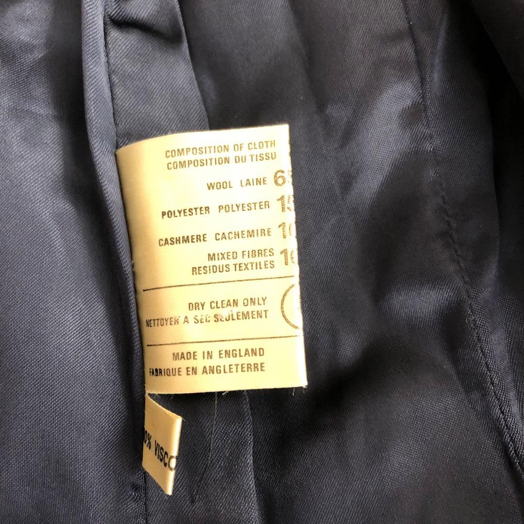 イギリス製　トラヤ　カシミヤ混ウールピーコート　ネイビー　TORAYA