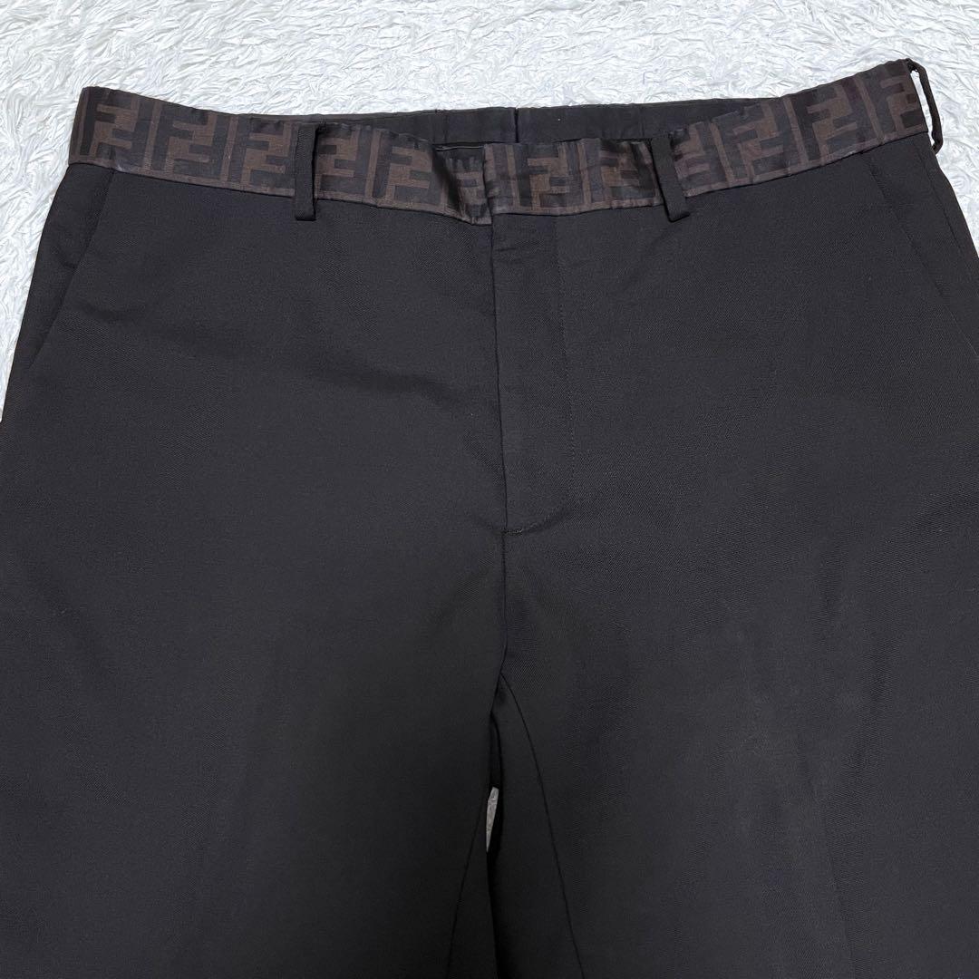 FENDI フェンディ ズッカ柄ラペル スーツ セットアップ 50 XL相当 黒