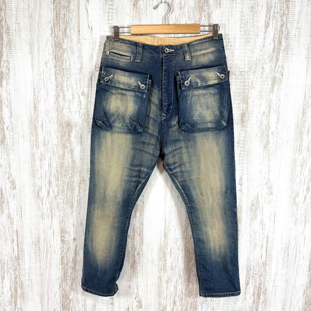 ネイタルデザイン G55 リアルダメージ フラップサルエル デニムパンツ