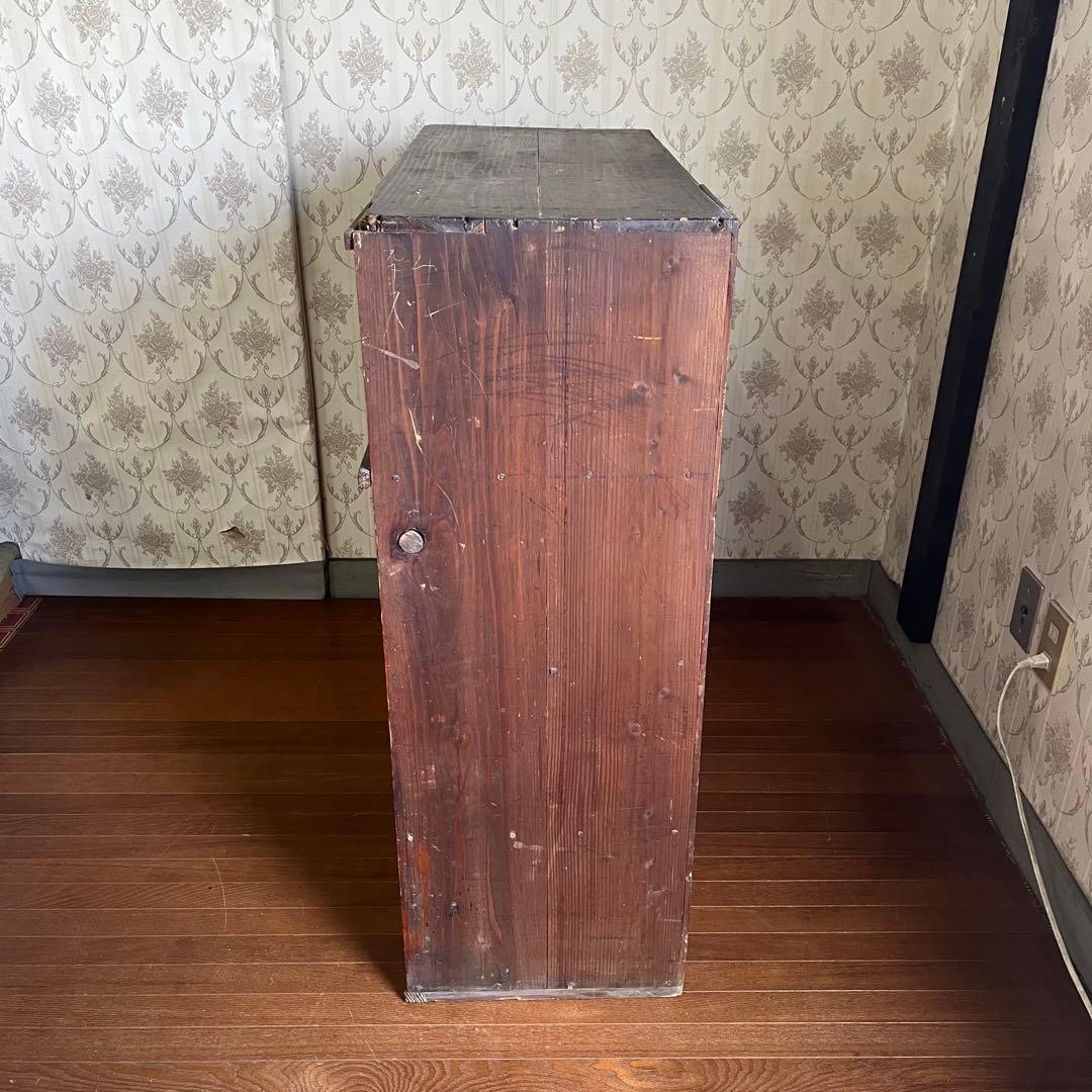 【ジャンク】昭和レトロ 木製 水屋箪笥 小箪笥 引き戸 引き出し 古民家 古家具