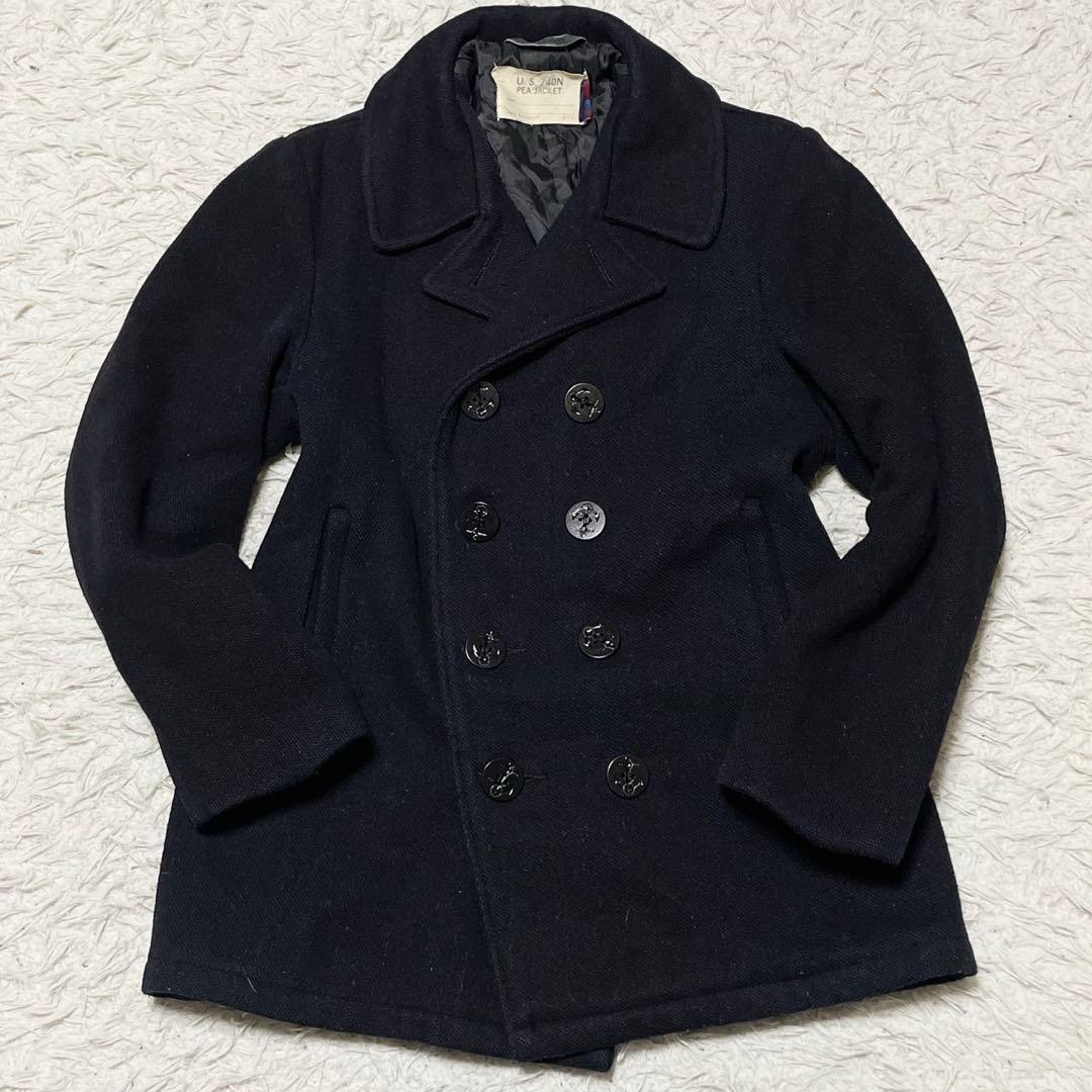 【USA製】SCHOOT Pコート メンズ ウール ブラック 740N