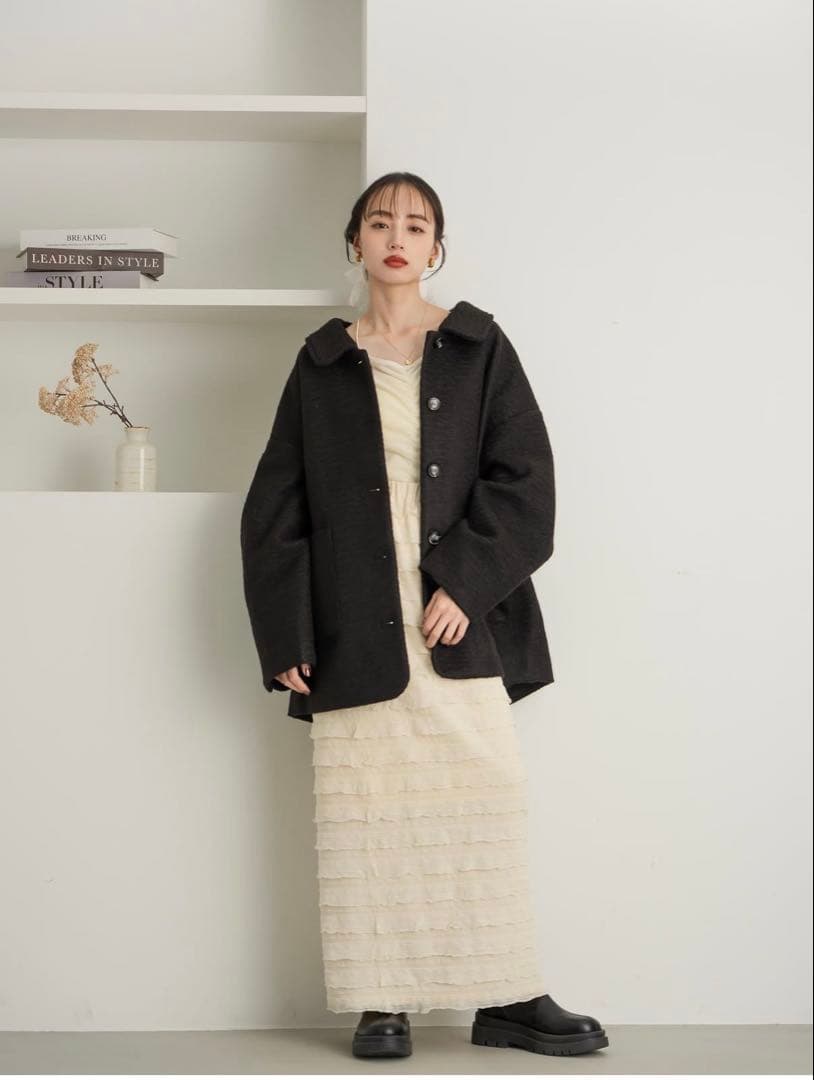 hinari☆ステンカラーシャギーミドルコート