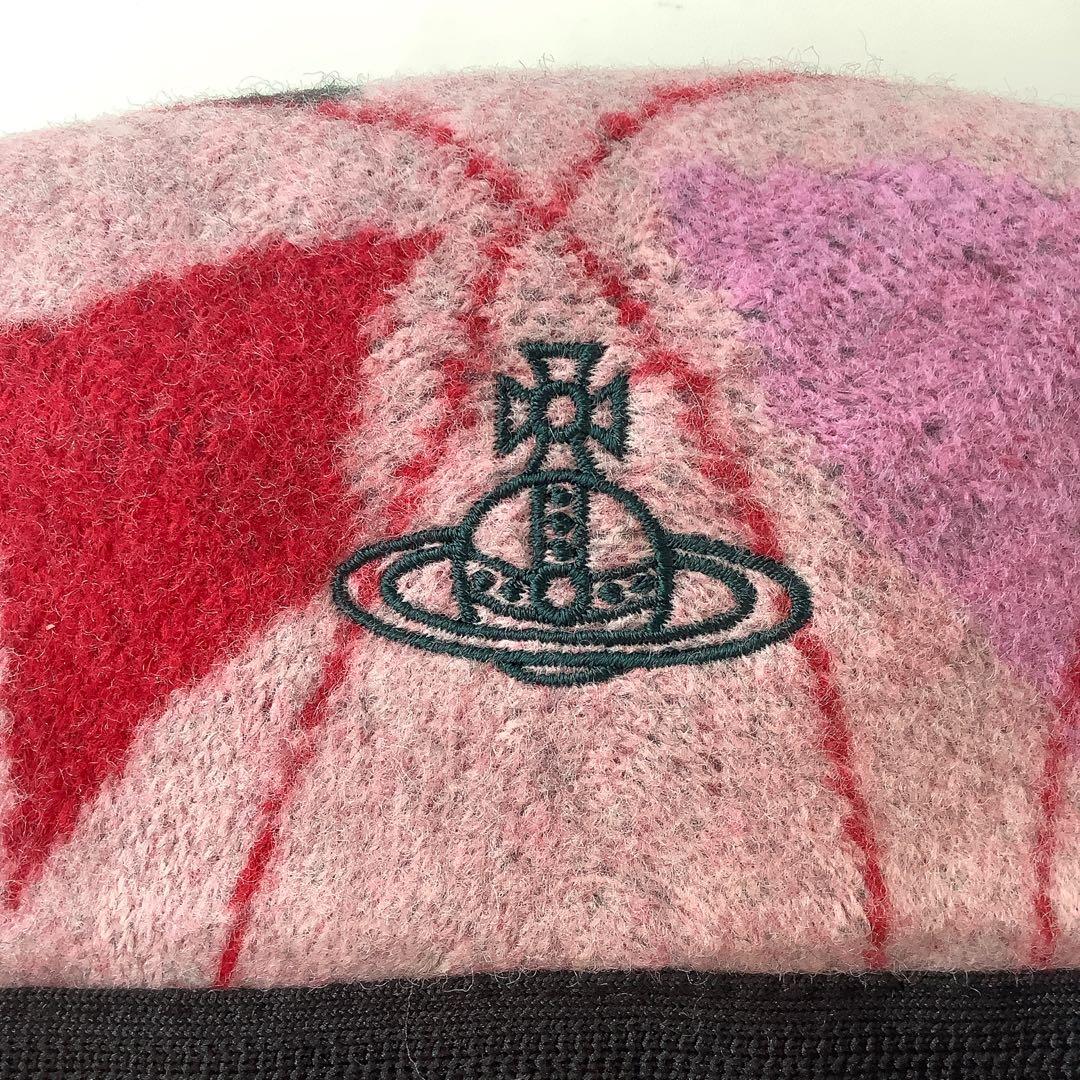 新品★ヴィヴィアンウエストウッド★ハーレクインチェック柄バスクベレー帽★ピンク系