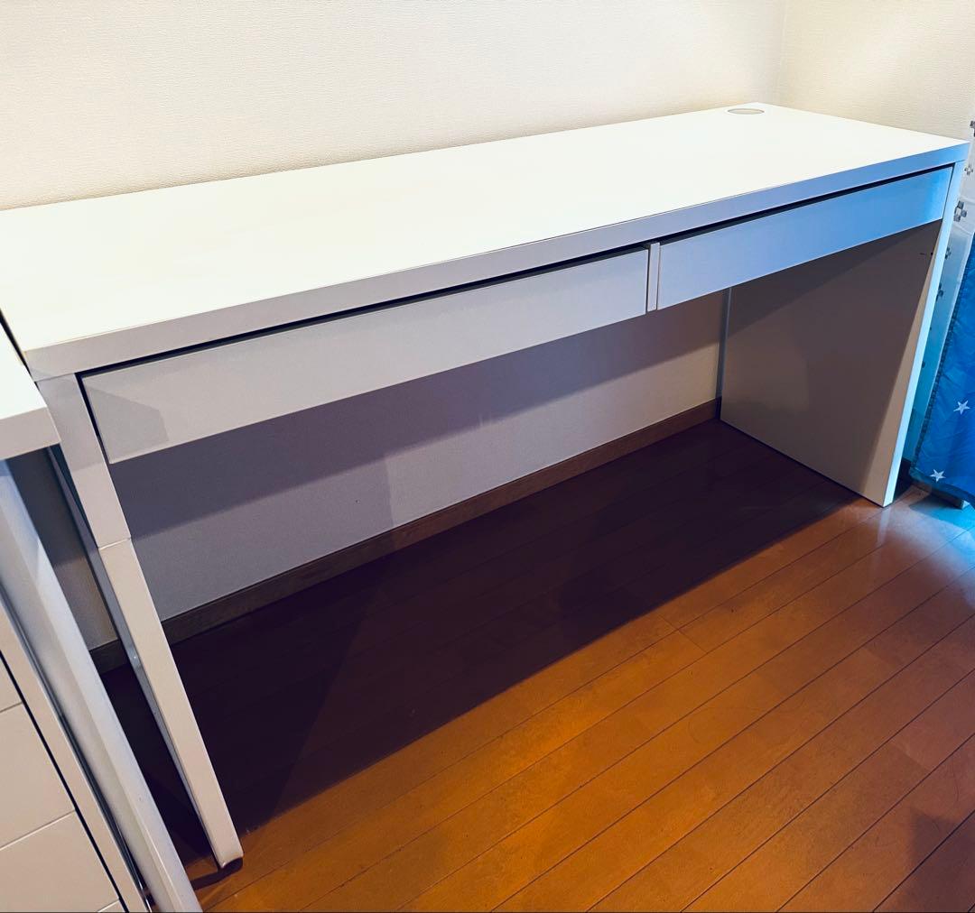 【送料込み】IKEA ミッケ ホワイトデスク 142cm 2引き出し