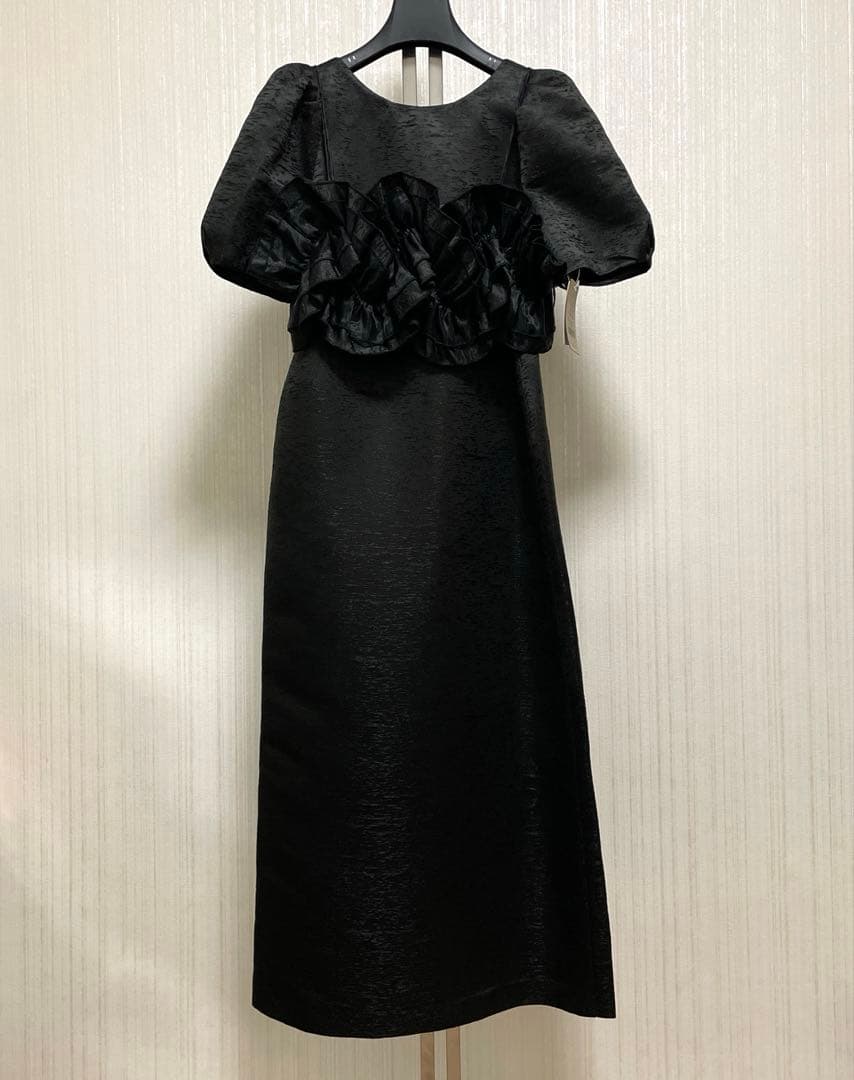 ワンピース LE'RURE Wavy frill bustier stripe dress