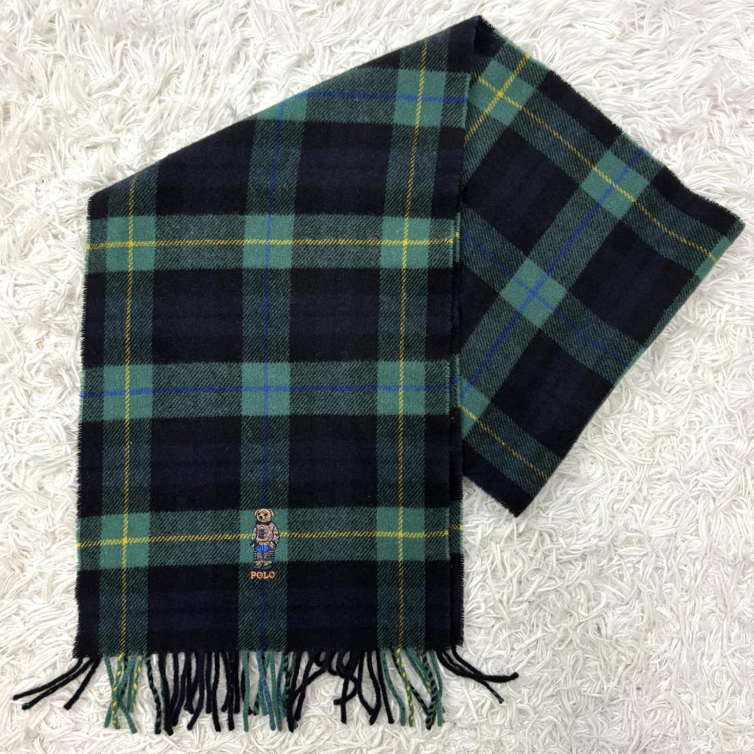 ポロラルフローレン　ベア刺繍　マフラーウール　イタリア製