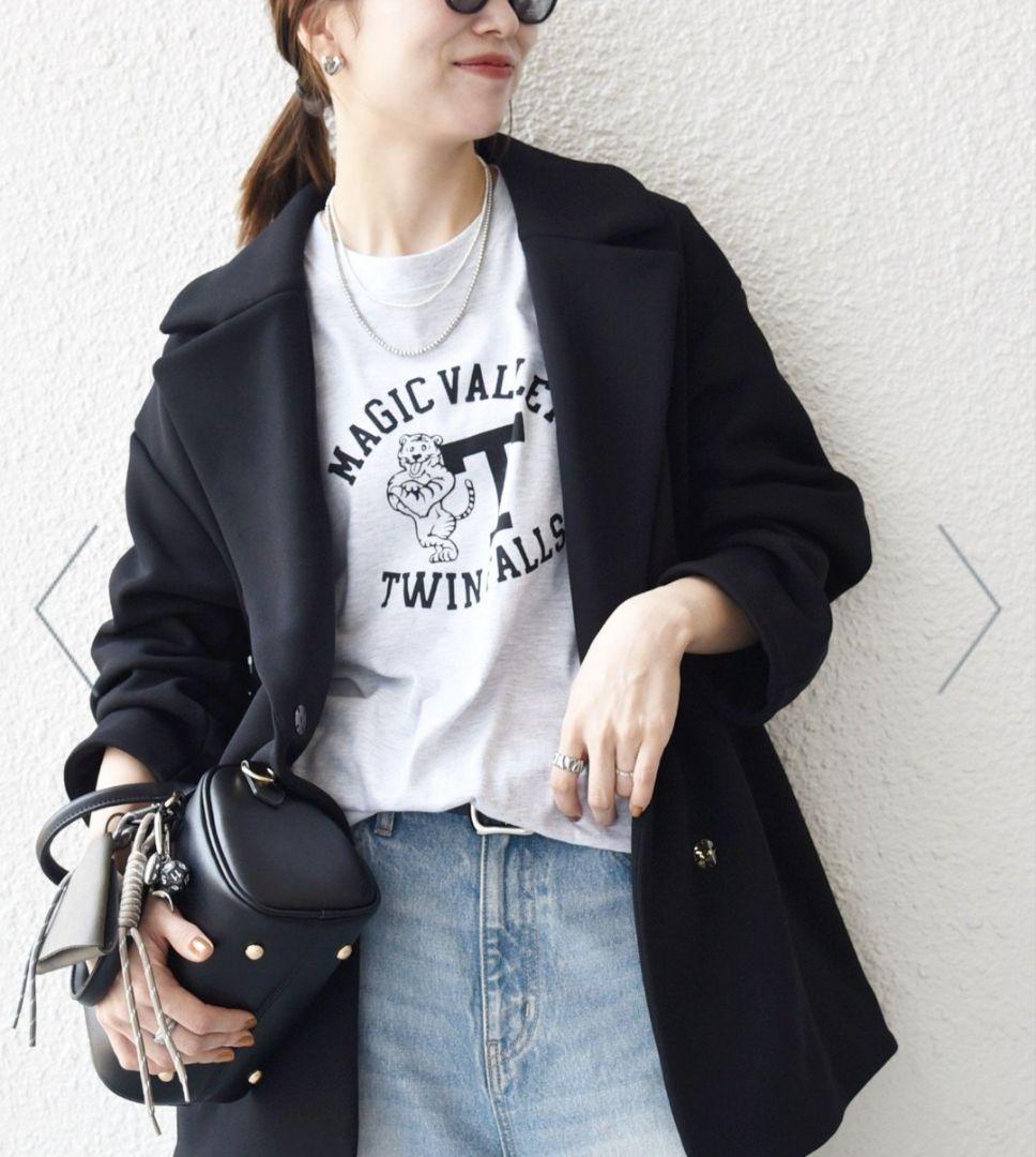 SHIPS any ダンボールコクーンテーラードミディコート 黒 新品 タグつき