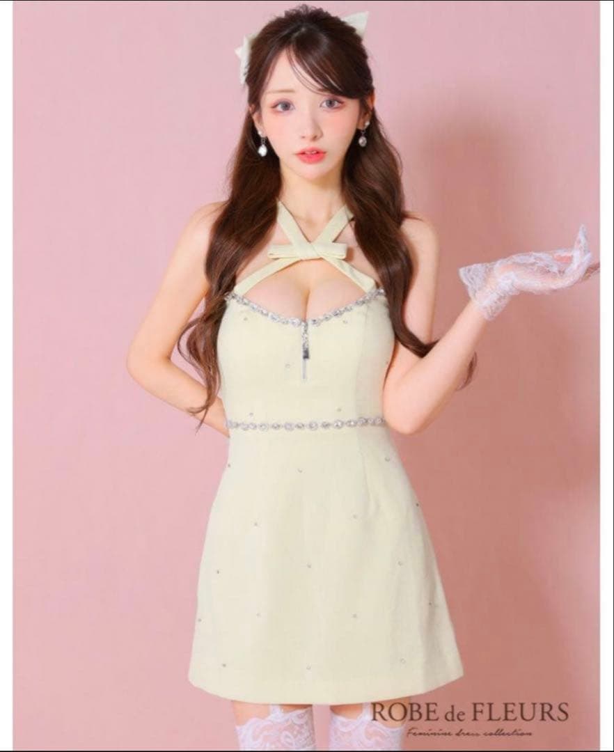 ROBE de FLEURS イエローミニドレス