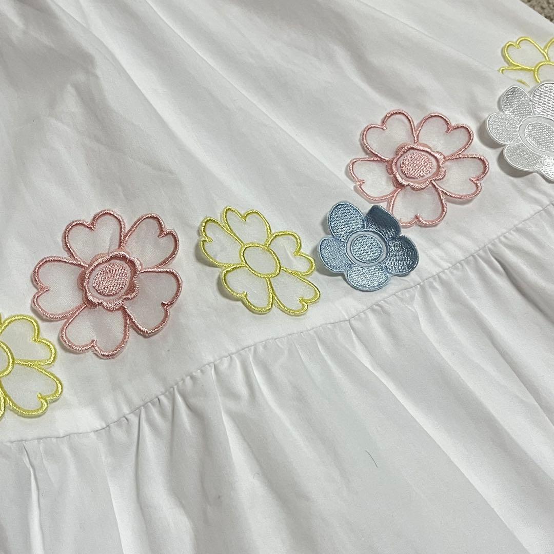 新品タグ付 千葉由佳✕Chesty フラワーレースシャツワンピース 白　サイズ1