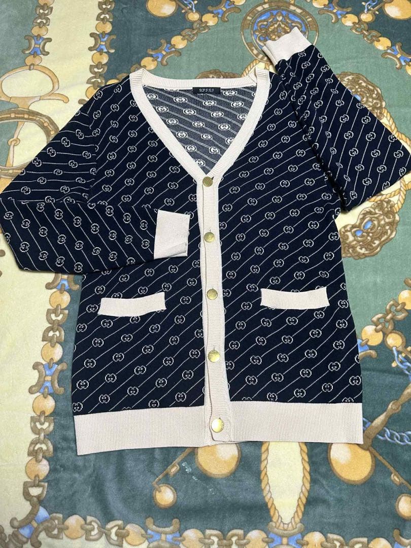 グッチ GG ダイアゴナル コットン＆シルク カーディガ