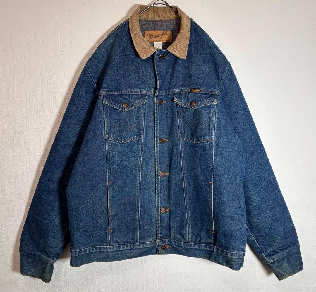 Wranglerラングラー USA製コーデュロイ襟　ブランケットデニムジャケット