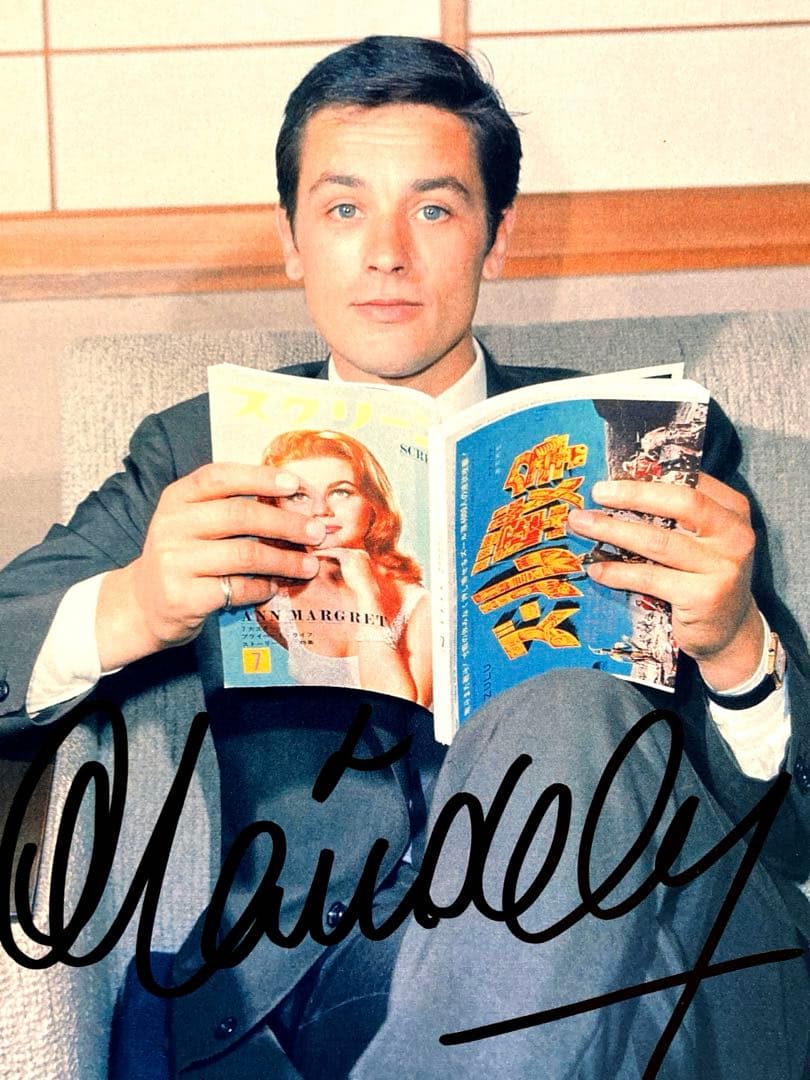 アラン・ドロン直筆サイン入り2Lサイズ写真…ボルサリーノ