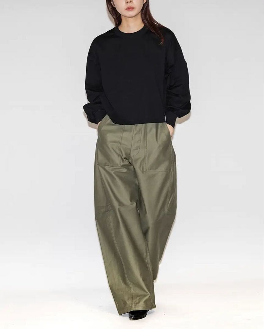 パンツ HYKE BACK SATIN BARREL LEG PANTS 1